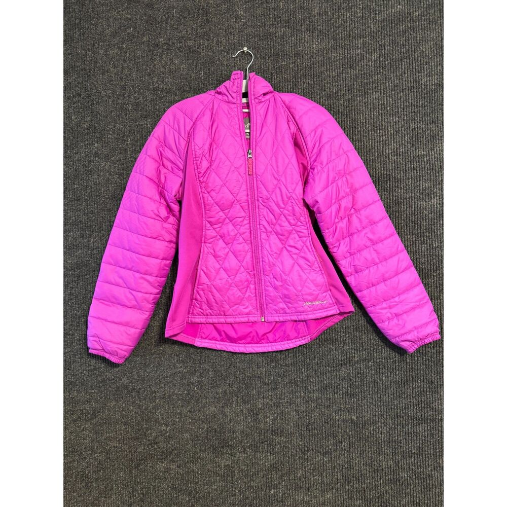 Eddie Bauer Hybrid Puffer Jacket Hooded Fleece Pink Med